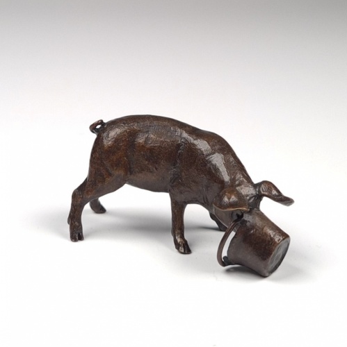 Miniature Bronze Little Pig Sculpture (Limited Edition)